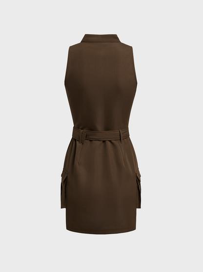 Street Brown Dress Mini Dress