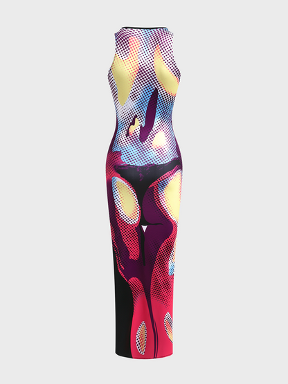 Edgy Multicolor Body print Dress Midi Dress