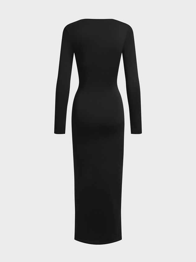 Crew Neck Human Body Long Sleeve Maxi Dress