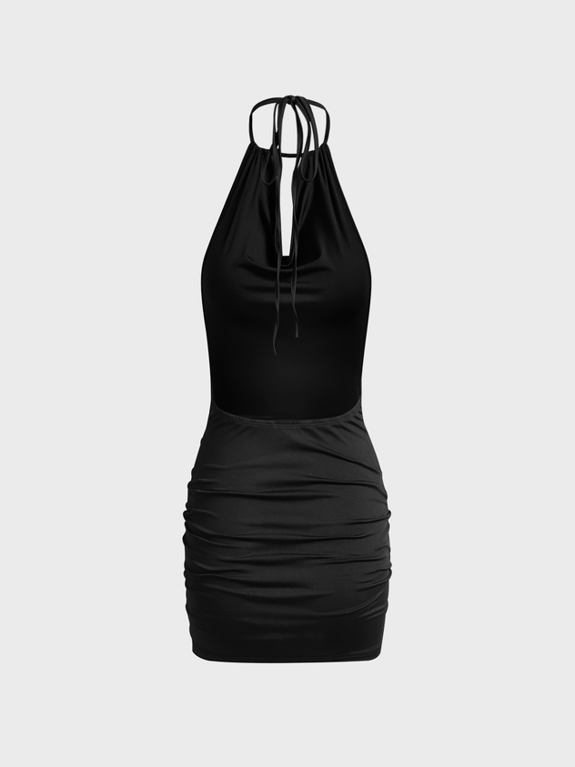 Y2k Black Backless Dress Mini Dress