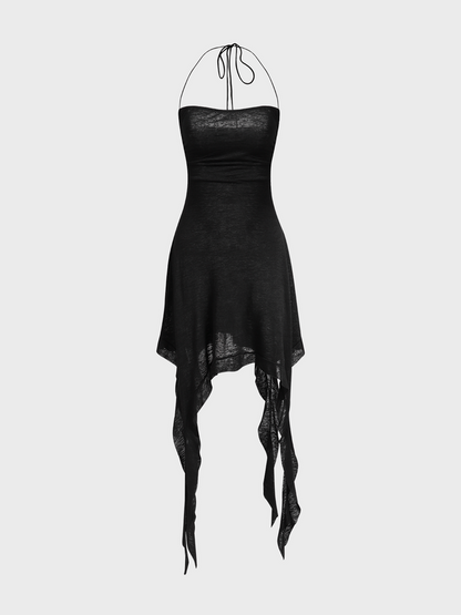 Punk Black Ruffles Dress Mini Dress