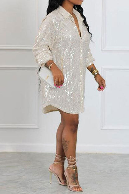 Sequined On-trend Single Breasted Mini Dress