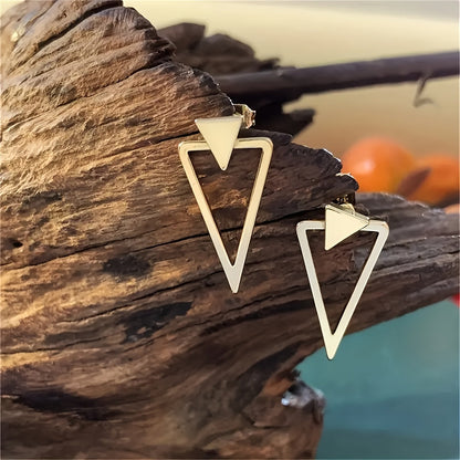 2pcs Chic Minimalist Triangle Design Earrings - Versatile & Trendy, Alloy With Iron Posts, Perfect For Everyday Wear