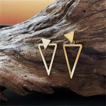 2pcs Chic Minimalist Triangle Design Earrings - Versatile & Trendy, Alloy With Iron Posts, Perfect For Everyday Wear