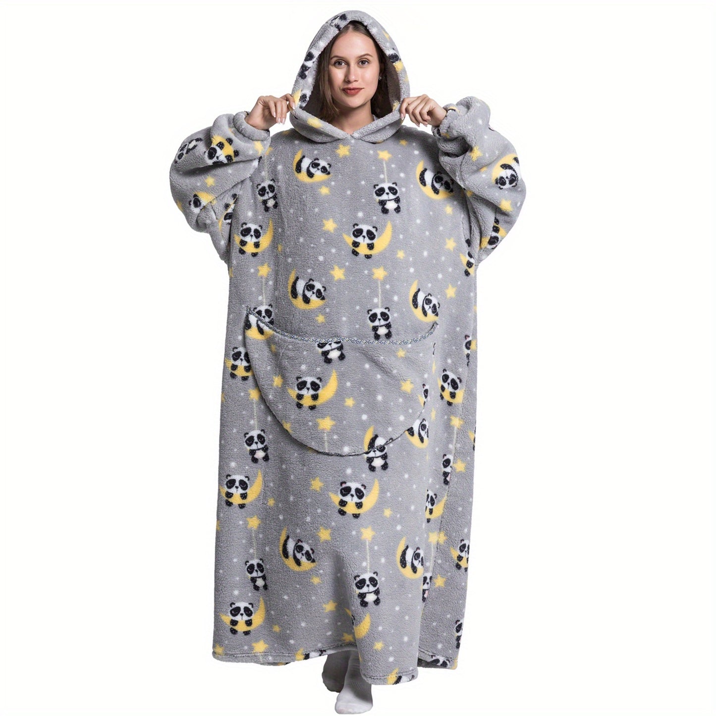 1pc Unisex Super Soft Extra Long Hoodie Blanket - Cozy Giant Hooded Wrap for Women & Men Adults - Ultra-Comfortable Fluffy Wearable Sweatshirt, Perfect for Lounging