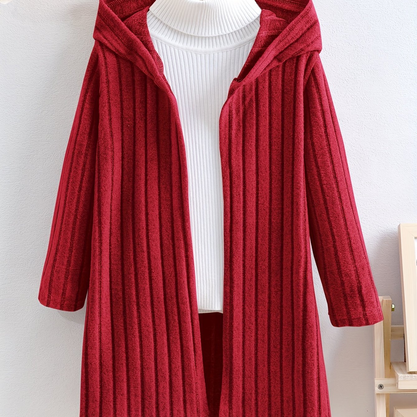 Cozy Rib-Knit Hooded Cardigan for Girls - Soft, Open Front, Spring and Fall Essential - Perfect Gift for Little Ones