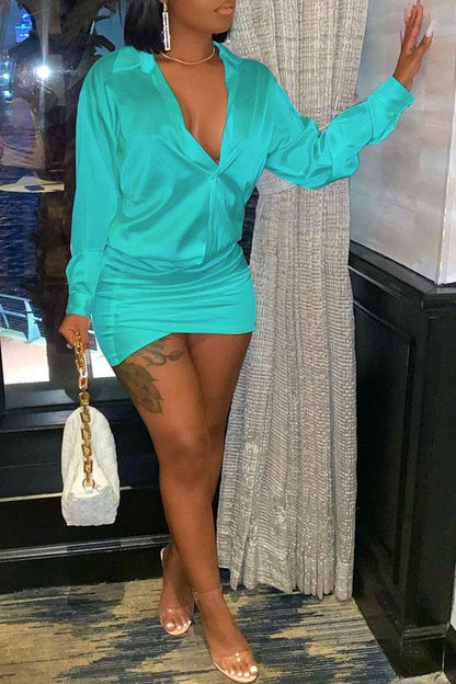 Solid Color Relaxed Mini Dress