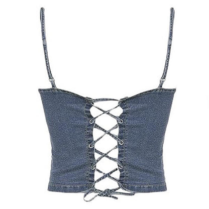 Fairy Grunge Denim Rivet Top