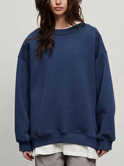 Solid Crew Neck Oversized Sweatshirt