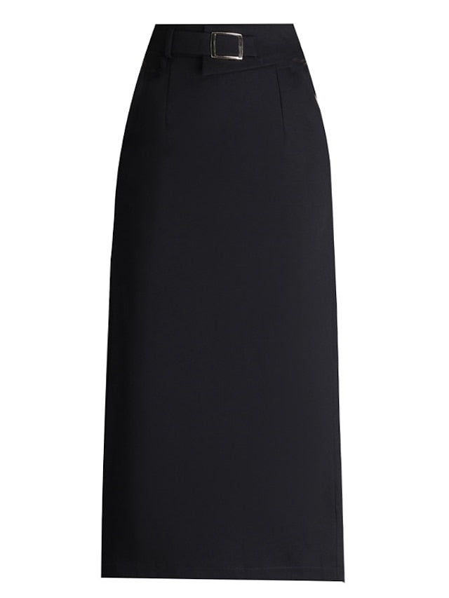 Women's Skirt Bodycon Long Skirt Midi Polyester Black Skirts Winter Split Ends Fashion Casual Street Daily M L XL