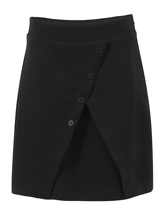 Women's Skirt A Line Mini Polyester Black Skirts Fall & Winter Split Ends Fashion Casual Street Daily S M L