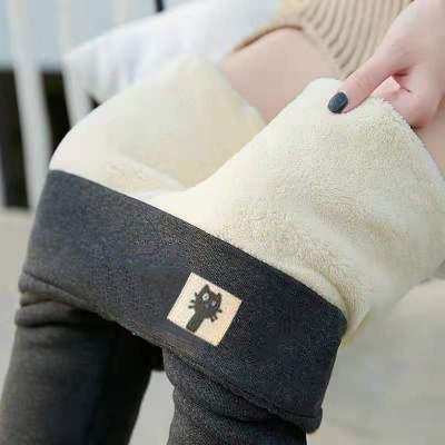 Cross-border Special For Velvet Padded Lamb Fleece Leggings Women's Autumn And Winter High Waist Tights Warm Pants Winter