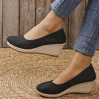 Women's Heels Wedge Heels Espadrilles Comfort Shoes Outdoor Daily Summer Wedge Heel Round Toe Elegant Casual Comfort Canvas Loafer Solid Color White flat Black flat Black