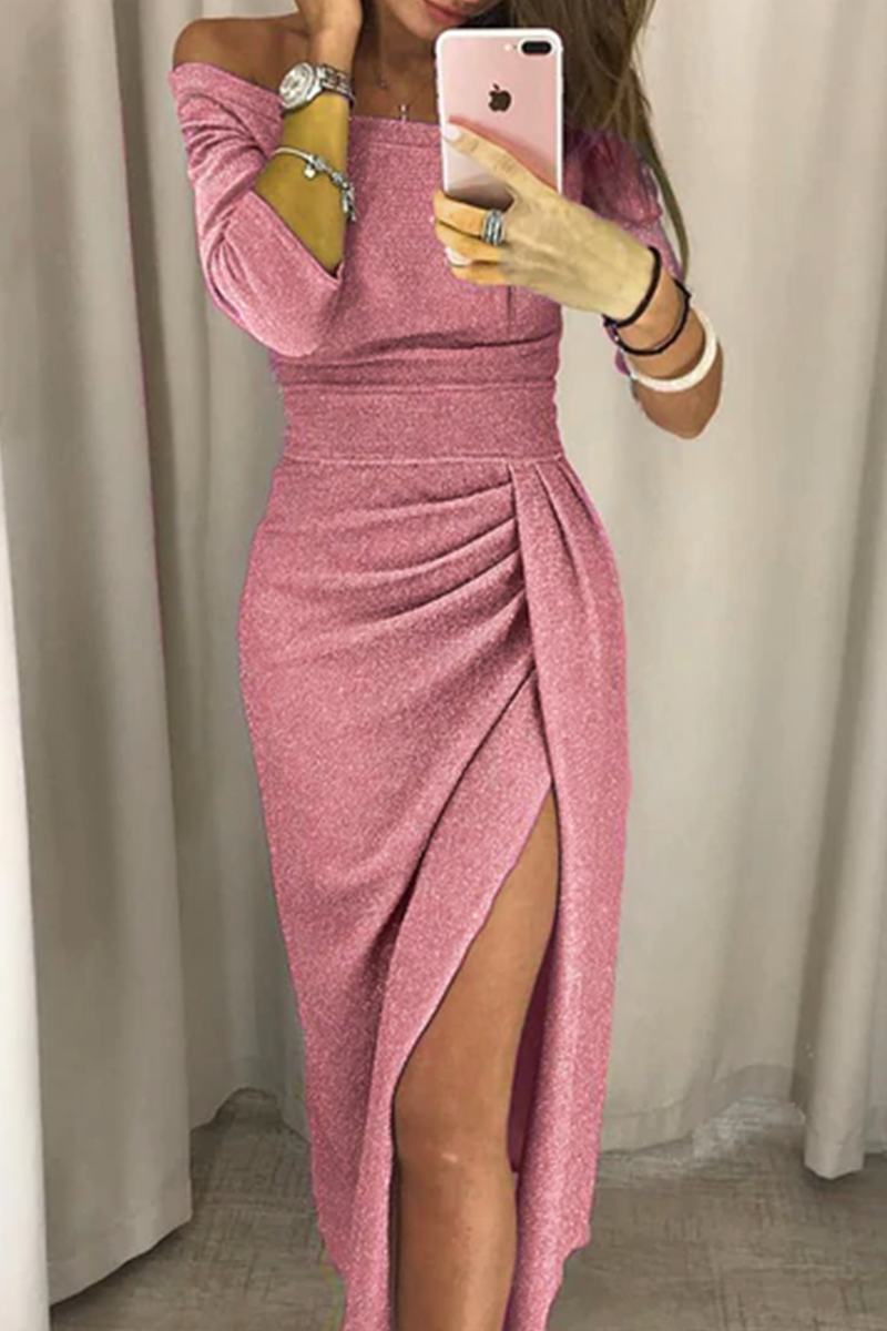 lovwvol Wrap Hip Slit Collar Maxi Dresses(5 Colors)