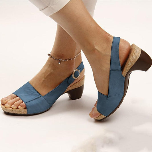 Women's Sandals Block Heel Sandals Comfort Shoes Ankle Strap Sandals Outdoor Daily Summer Low Heel Chunky Heel Slingback Heel Peep Toe Vintage Classic Casual PU Leather Faux Leather Buckle Color