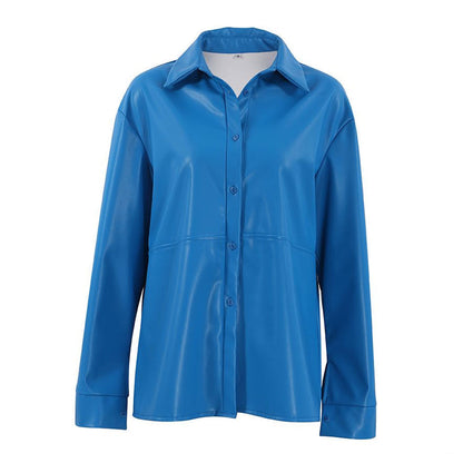 Long Sleeve Pointed Collar Shirt - Royal Blue