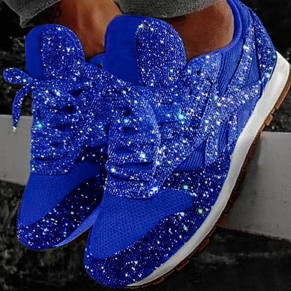 Women's Trainers Athletic Shoes Sneakers Sequins Plus Size Bling Bling Sneakers Outdoor Daily Summer Sequin Platform Flat Heel Round Toe Sporty Classic Casual Tennis Shoes Walking Shoes Mesh Lace-up