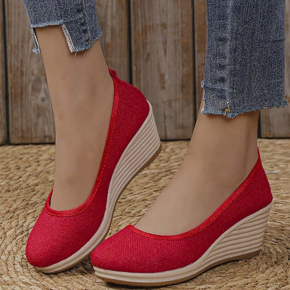 Women's Heels Wedge Heels Espadrilles Comfort Shoes Outdoor Daily Summer Wedge Heel Round Toe Elegant Casual Comfort Canvas Loafer Solid Color White flat Black flat Black