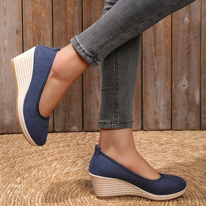 Women's Heels Wedge Heels Espadrilles Comfort Shoes Outdoor Daily Summer Wedge Heel Round Toe Elegant Casual Comfort Canvas Loafer Solid Color White flat Black flat Black