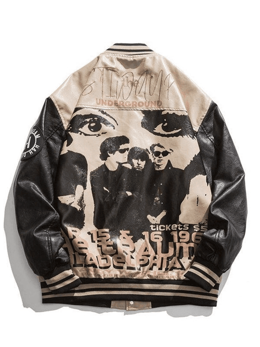 Oversized Pu Leather Varsity Jacket