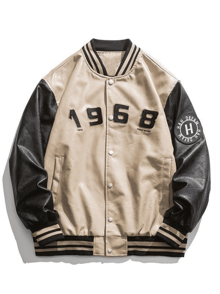 Oversized Pu Leather Varsity Jacket