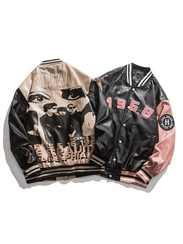 Oversized Pu Leather Varsity Jacket