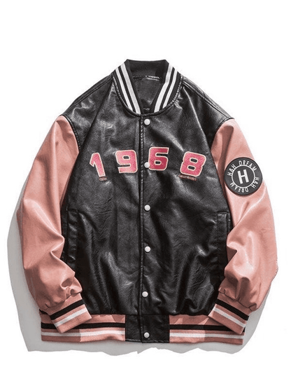 Oversized Pu Leather Varsity Jacket