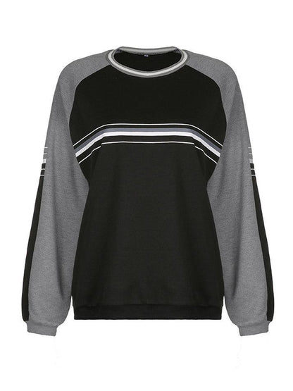 Patchwork Striped Crew Sweatshirt