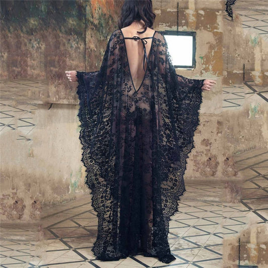 New Women Lace Chiffon Kimono Beach Bikini Cover Up Wrap Beachwear Mesh Long dress