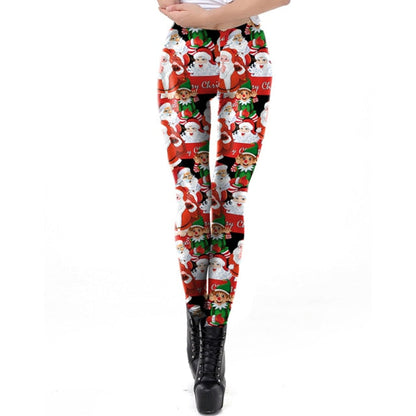 Women Leggings Fashion 3D Digital Printing Christmas Leggings Funny Sexy Printed Elastic Christmas Skinny Leggings Gothic