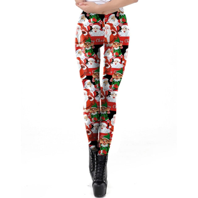 Women Leggings Fashion 3D Digital Printing Christmas Leggings Funny Sexy Printed Elastic Christmas Skinny Leggings Gothic