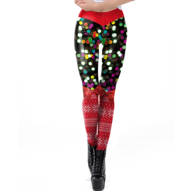 Women Leggings Fashion 3D Digital Printing Christmas Leggings Funny Sexy Printed Elastic Christmas Skinny Leggings Gothic