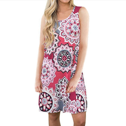 lovwvol Women Beach Dress Summer Casual T Shirt Dresses Printed Tank Sexy Mini Dress Casual Beach Party Sundress Beach Cover Up