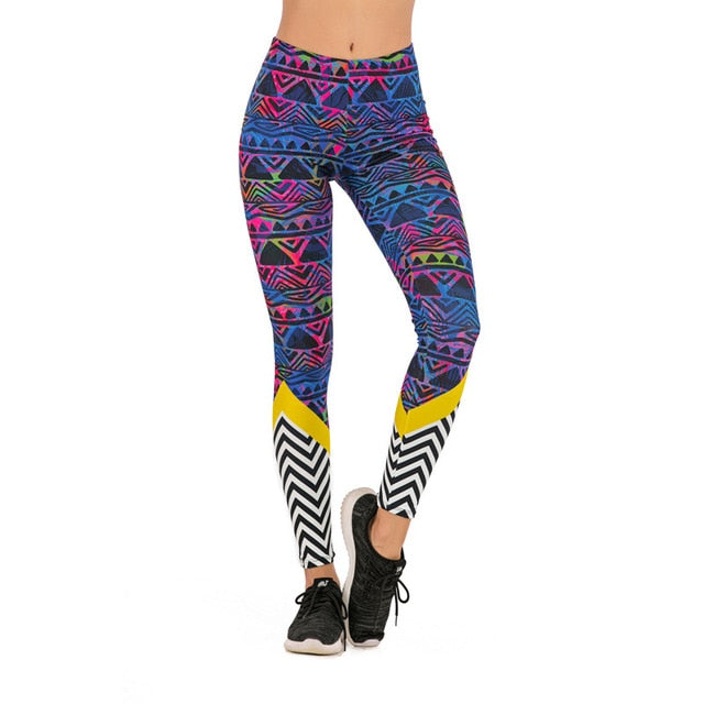 Brands Women Fashion Legging Aztec Round Ombre Printing leggins Slim High Waist Leggings Woman Pants /40