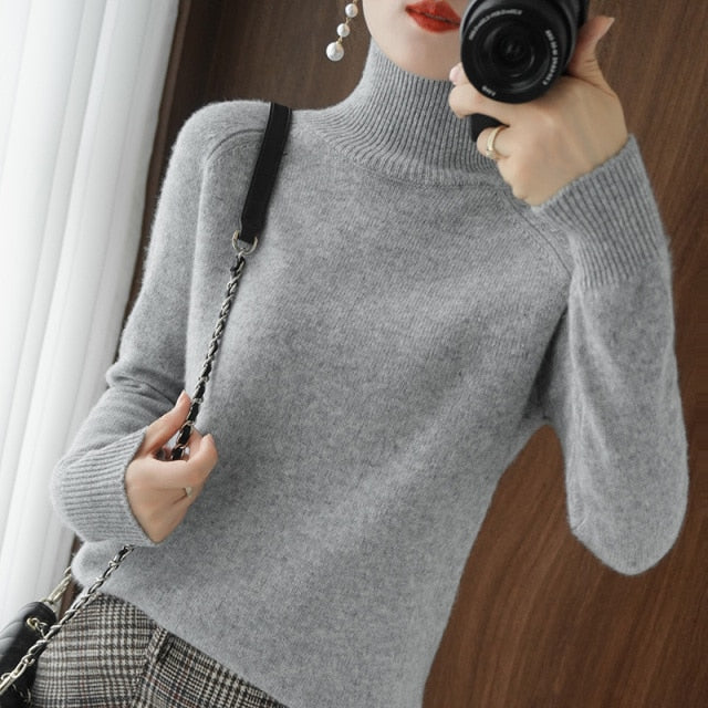 lovwvol Turtleneck Cashmere sweater  women winter cashmere jumpers  knit  female long sleeve thick loose pullover