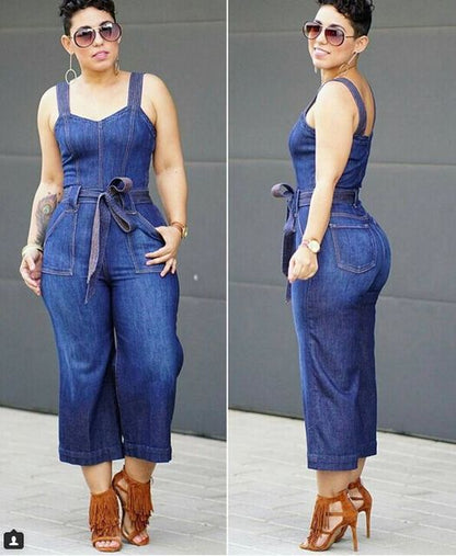 Casual Spaghetti Strap Womens Rompers Jumpsuit Wide Leg Denimbody Mujer Sleeveless One Piece Women Overalls