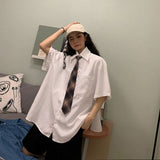 lovwvol Women Solid White Blouses Simple Casual Shirts Oversize 4XL Turn-down Collar Pockets Basic Tops Korean Style Loose All-match INS