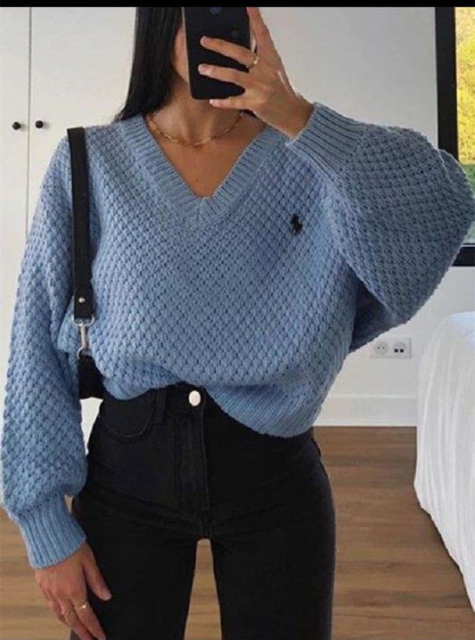 Pullovers Women Autumn Winter Sweaters Solid V-Neck Loose Casual Daily Basic Womens Knitted Basic Chic Long Sleeve Sweater