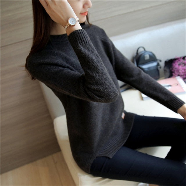 lovwvol Women Sweaters And Pullovers Autumn Winter Long Sleeve Pull Femme Solid Pullover Female Casual Short Knitted Sweater W1629