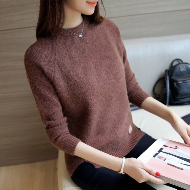 lovwvol Women Sweaters And Pullovers Autumn Winter Long Sleeve Pull Femme Solid Pullover Female Casual Short Knitted Sweater W1629