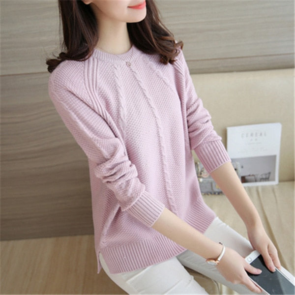 lovwvol Women Sweaters And Pullovers Autumn Winter Long Sleeve Pull Femme Solid Pullover Female Casual Short Knitted Sweater W1629