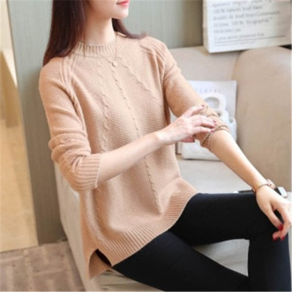 lovwvol Women Sweaters And Pullovers Autumn Winter Long Sleeve Pull Femme Solid Pullover Female Casual Short Knitted Sweater W1629