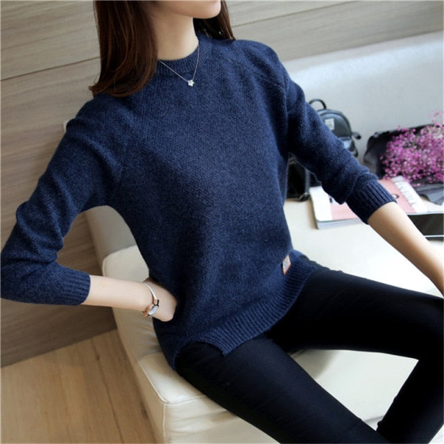 lovwvol Women Sweaters And Pullovers Autumn Winter Long Sleeve Pull Femme Solid Pullover Female Casual Short Knitted Sweater W1629