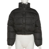 lovwvol Women Short Puffer Jacket Cotton-Padded Thick Drawstring Parkas Zipper Winter Bubble Coat Warm Casual Hot Street Outfits