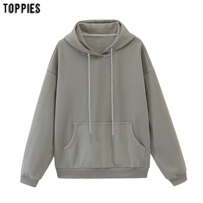 toppies Womens Tracksuits Hooded Sweatshirts Autumn Winter Fleece Oversize Hoodies Solid Pullovers Jackets Unisex Couple