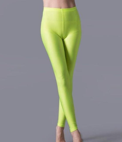 Women Shiny Gym Pants Fitness Leggings Candy Color Ankle Length Trousers Solid Fluorescent Spandex Elastic New Bottom