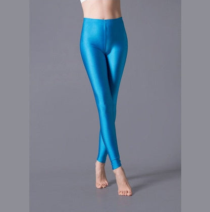 Women Shiny Gym Pants Fitness Leggings Candy Color Ankle Length Trousers Solid Fluorescent Spandex Elastic New Bottom