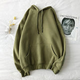 Women's Solid Color Sweatshirts Drawstring Casual Full Sleeve Hooded Pullovers Autumn Winter Pocket Loose Hoodies