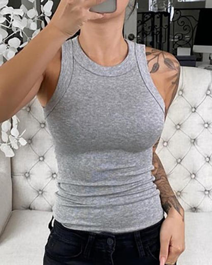 lovwvol lovwvol Ribbed  Women Tank Top Sexy Plus Size Elastic Sexy Summer Tank Tops Solid O Neck Off Shouled Casual White Tank Tops Female