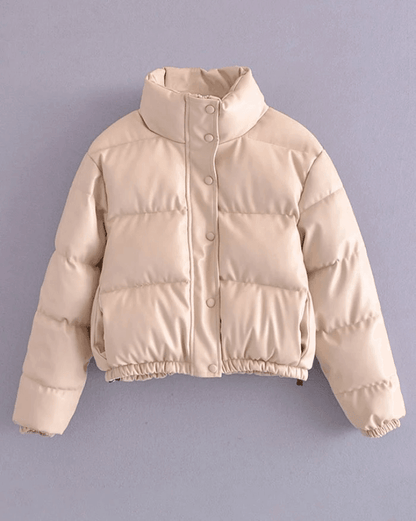 Puffer Jacket Pu Leather Puffer Jacket